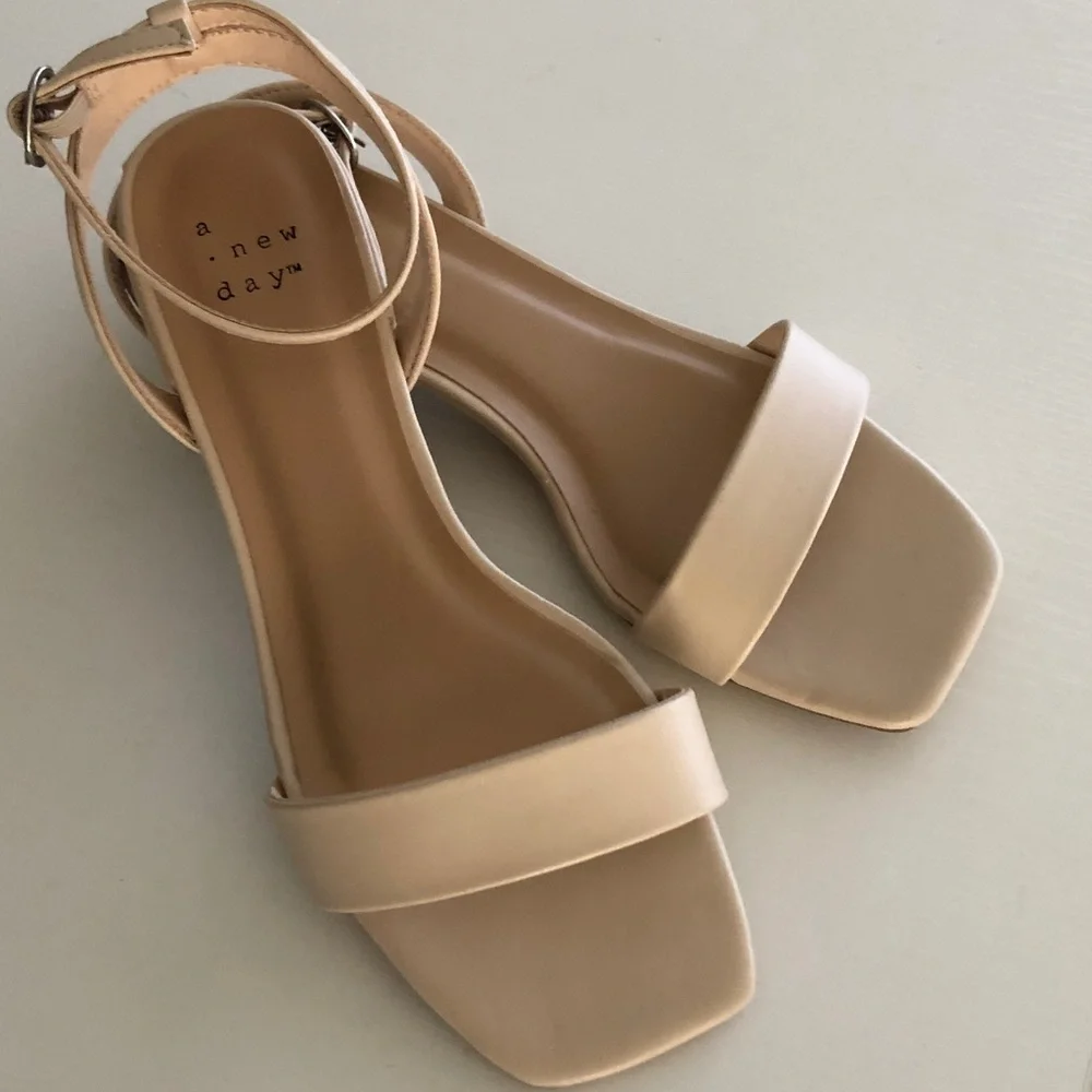 NEW Target A New Day Classic Nude Ankle-Strap Flat Sandals NWOT